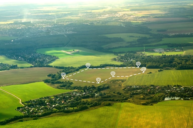 Aerial view of green field