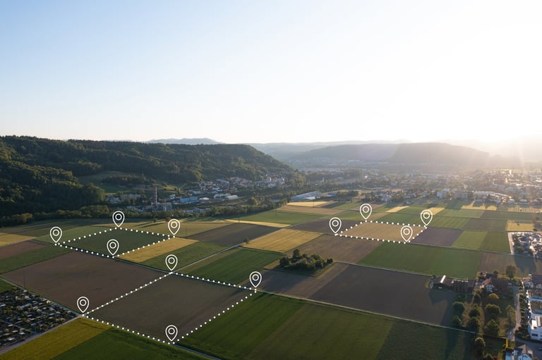 Land plot in aerial view