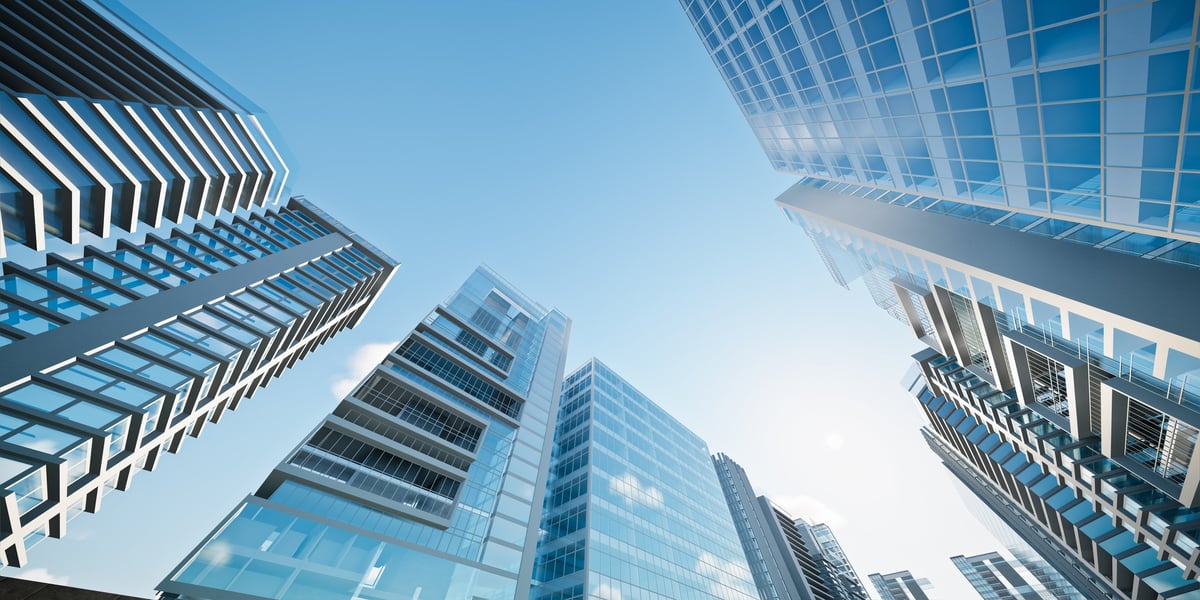 Modern office building in city skyline