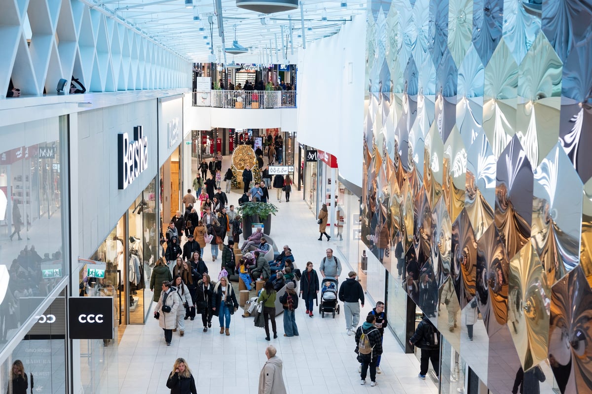 Modern retail shopping center interior